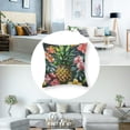 thumbnail image 5 of Acheng  Tropical Flowers with Pineapple Throw Pillow Cover Summer Palm Leaf Jungle Plant Foliage Pillow Case Square Cushion Cotton Linen Decorative for Couch Bed Home White, 5 of 7