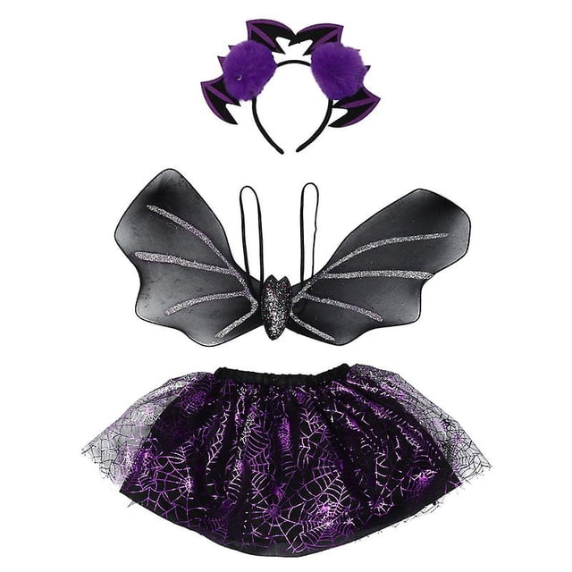 Conjunto de disfraces de Halloween Allinless para niñas vestido de murciélago