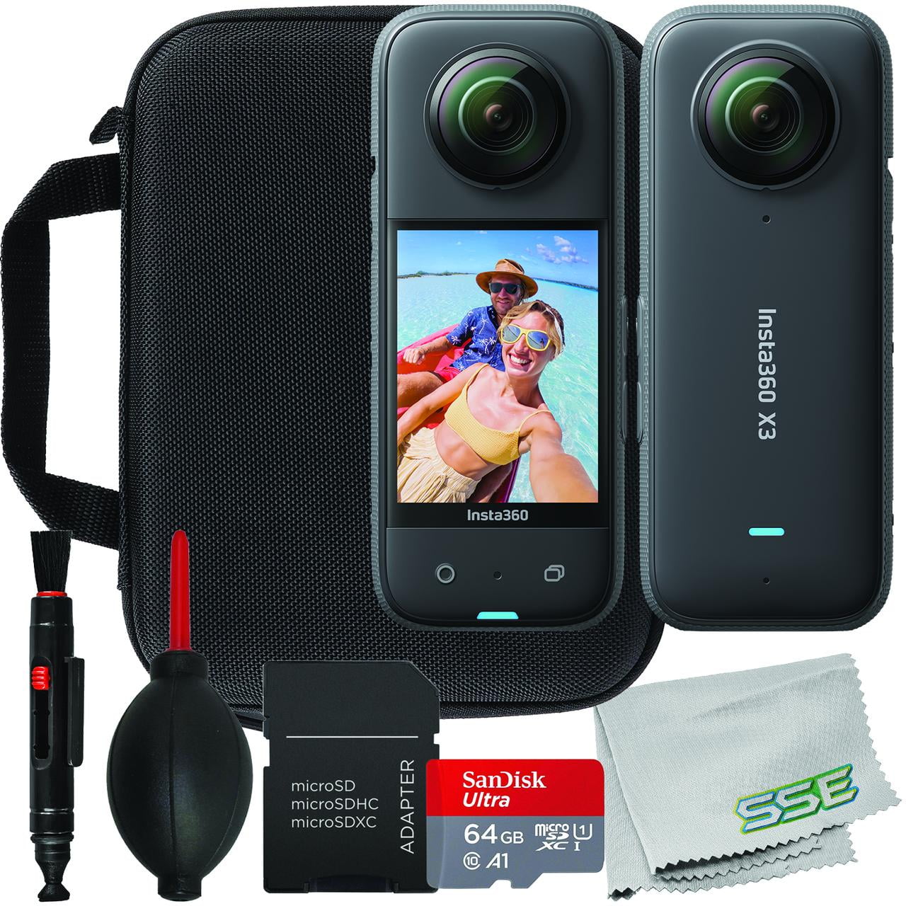 Insta360 ONE X3 with Ultimaxx Basic Bundle + SanDisk 64GB Ultra micro