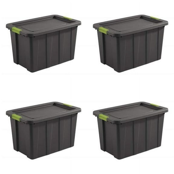 30 gal Gray & Soft Fern Tuff1 Latching Tote, Pack of 4