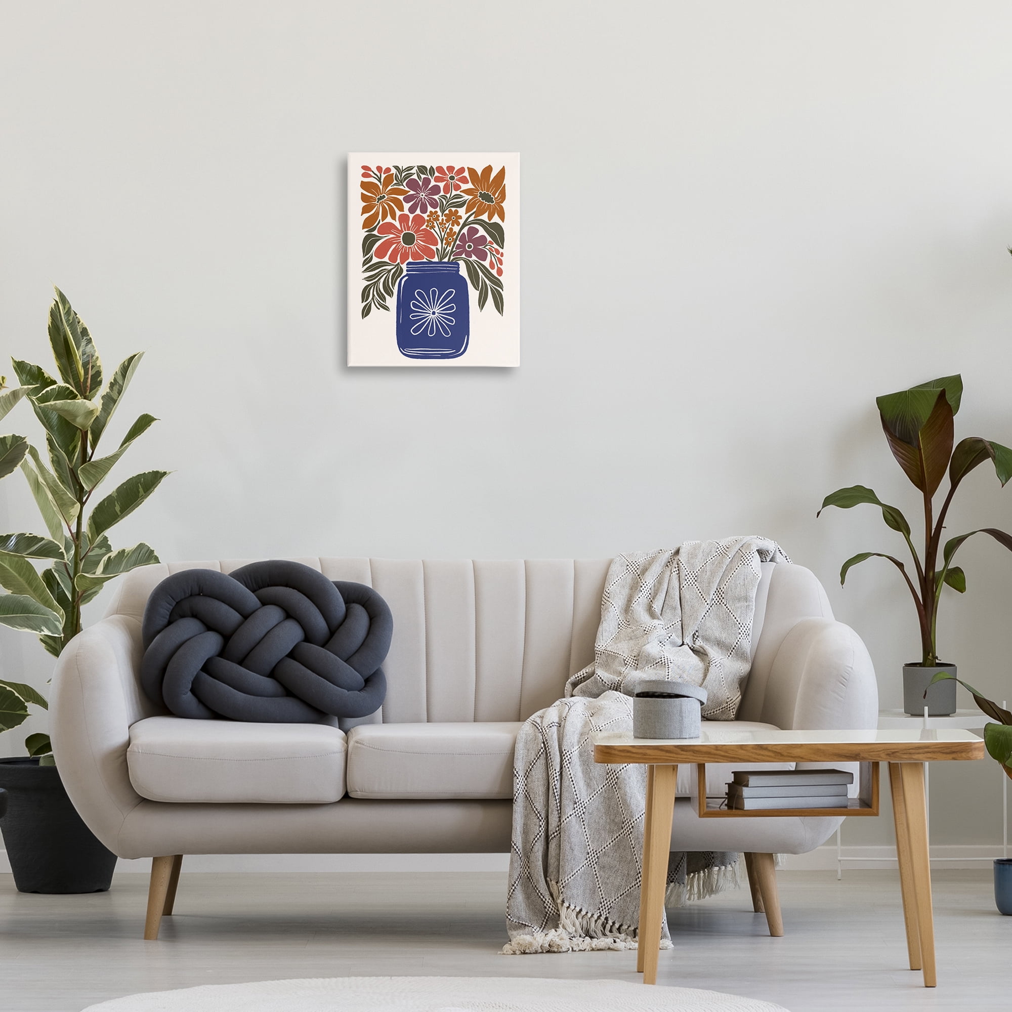 Stupell Industries Boho Blossoms Vase Plants & Flowers Painting Wrapped Canvas Art Print Wall Art, 16 x 20