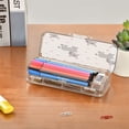 thumbnail image 7 of Plastic Pencil Box Large Capacity Pencil Boxes Clear Boxes with Snap-Tight Lid Stylish Office Supplies Storage Organizer Box Grey Cute Donkeys Pattern, 7 of 7