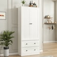 thumbnail image 3 of 65" Tall Farmhouse Kitchen Pantry Cabinet with 2 Drawers, Storage Cabinet with 2 Doors & Adjustable Shelf, Handbag Storage Organizer for Living Room, Bathroom, Kitchen, White, 3 of 11