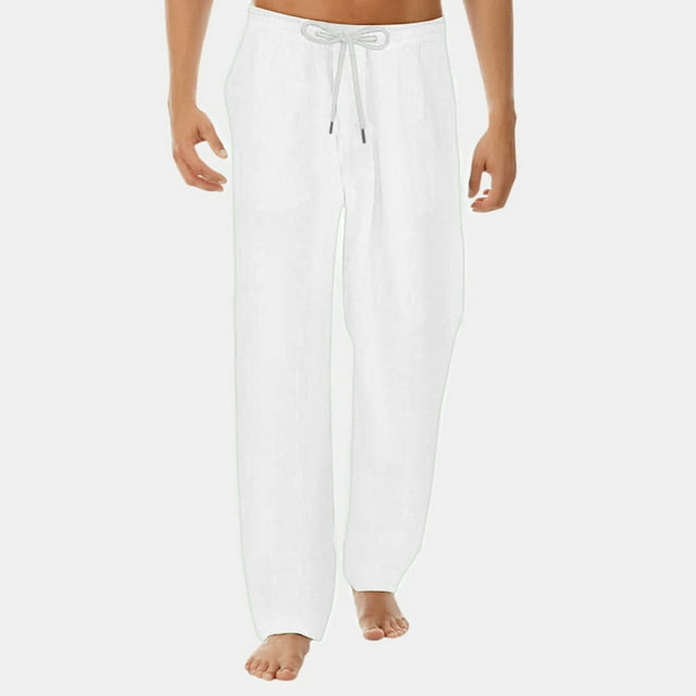SHIXIAOO Men's Summer New Styles and Fashionable Pure and Linen Trousers Open Leg Pants Body Central Pants Mens Training Pants with Pockets Rave Bottoms Thrill Sweatpants Bunny Socks Big and Tall