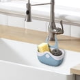 thumbnail image 4 of Kitchen Faucet Sponge Organizer Caddy with Adhesive Strap, No-Drill Drainage Design, Plastic Sink Storage Rack 18x15.5x6cm, Light Blue/Gray/Mint Green, 4 of 6