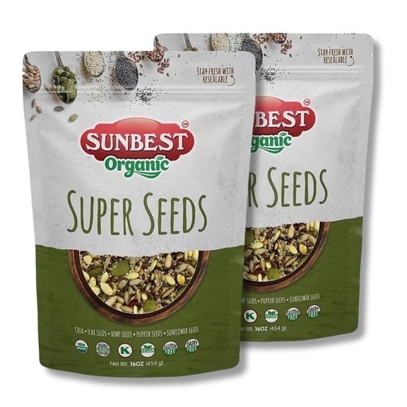 Organic Super Seeds Blend - 2 Pack (16oz ea) by Sunbest Organic – USDA Organic Seeds