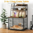 thumbnail image 5 of Kselythan Dog Crate Furniture, Dog Kennel with 3-Layer Storage Shelves, 37 inch Metal Dog Kennel with Adjustable Bowls, Heavy Duty Dog Crate for Indoor, 5 of 8