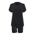 thumbnail image 3 of Fmbrln Womens Plus Size 2 Piece Sets Summer Casual V Neck Short Sleeve Tops and Biker Shorts Sets Athletic Workout Sets Comfy Home Outfits Black 3XL, 3 of 4