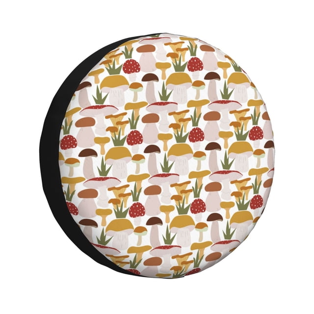 Fotbe Mushroom Funda de Llanta de Repuesto con Estampado, Engrosada, Ajuste Universal para Jeep, Remolque, RV, SUV, Camión-15 inch