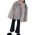 thumbnail image 4 of Coerni Toddler Kids Girls Faux Fu𝐫 Jacket Furry Winter Coat Snow Warmth Plush Outerwear Open Front Warm Fleece Overcoat Trendy, 4 of 5