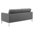 thumbnail image 3 of Modway Loft Tufted Button Faux Leather Upholstered Loveseat in Silver Gray, 3 of 5
