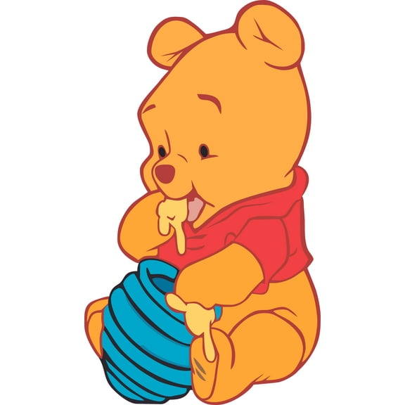 Vinyl Adhesive Baby Teddy Bear Wall Decoration Pooh The Bear Wall Decal Design | 20" x 34" Home Living Room Art StickerDecal Kids Bedroom Nursery Children's Animated TV Show Removable Sticker