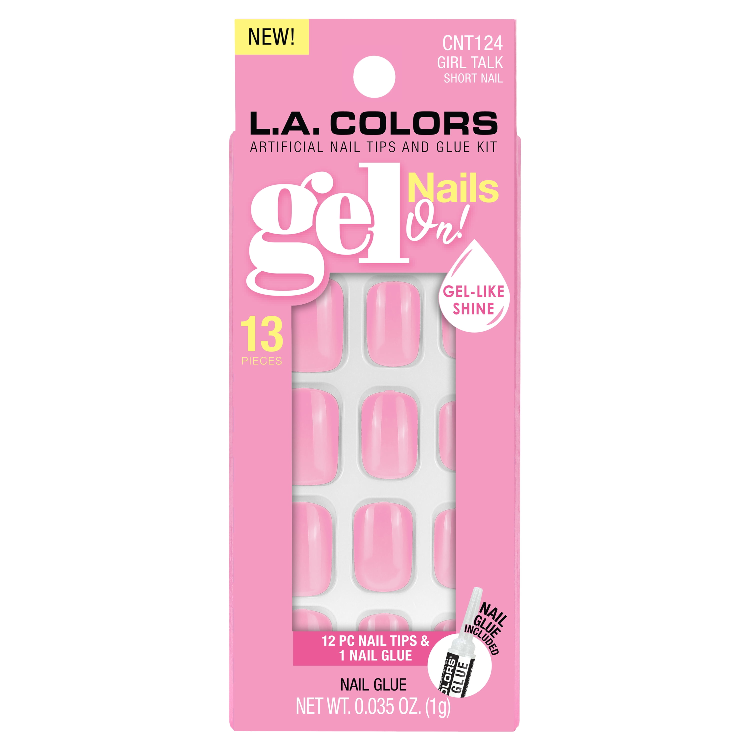 L.A. COLORS Gel Nails On Nail Tips, Girl Talk, 13 Pieces