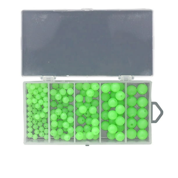MYG 150pcs Luminous Beads 4-8mm Green Round Fishing Anti-Collision Soft  Fish Beans 