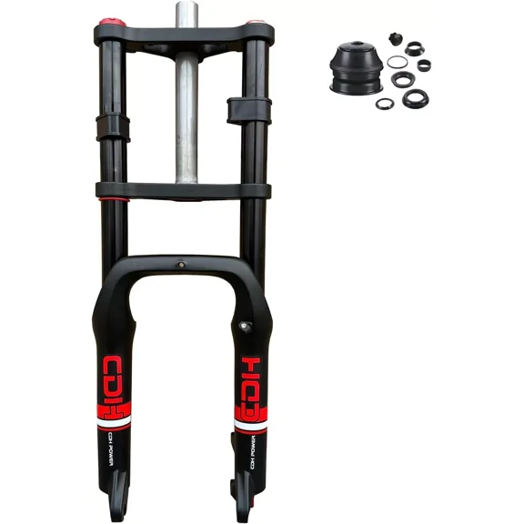 DONSP1986 20*4.0" Fat Tire Fork, Bike Air Suspension Fork Double Shoulder,w/ 1-1/8" Headset Combo, 9mm QR, Disc Brake for E-Bike