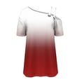 thumbnail image 3 of Annhoo Womens Tops Summer Cold Shoulder One Side Double Strap T-Shirts Short Sleeve Vacation Blouses Loose Tees, 3 of 5
