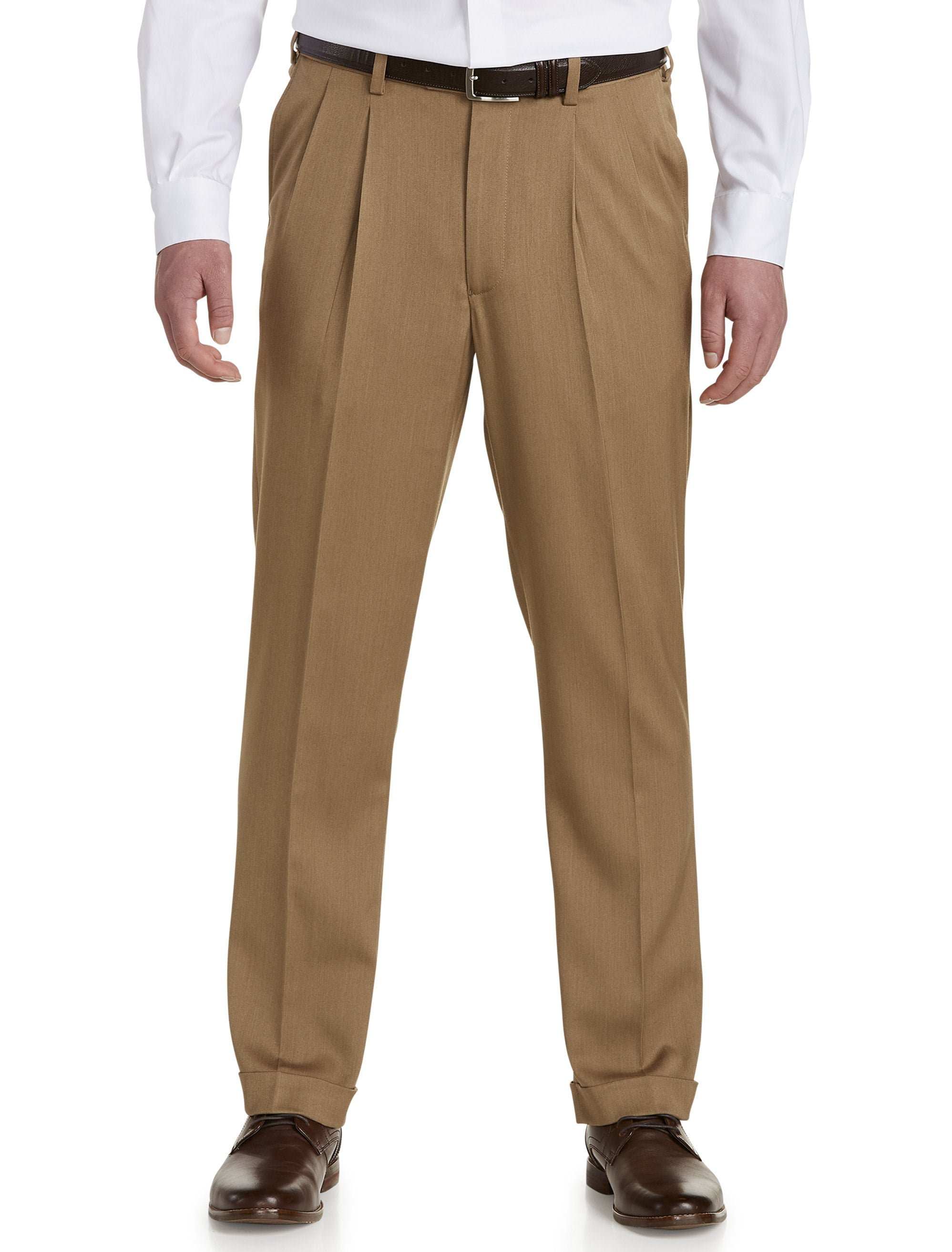 Gold Series by DXL Big and Tall Waist-Relaxer Luster Sateen Hemmed Flat-Front Suit Pants 