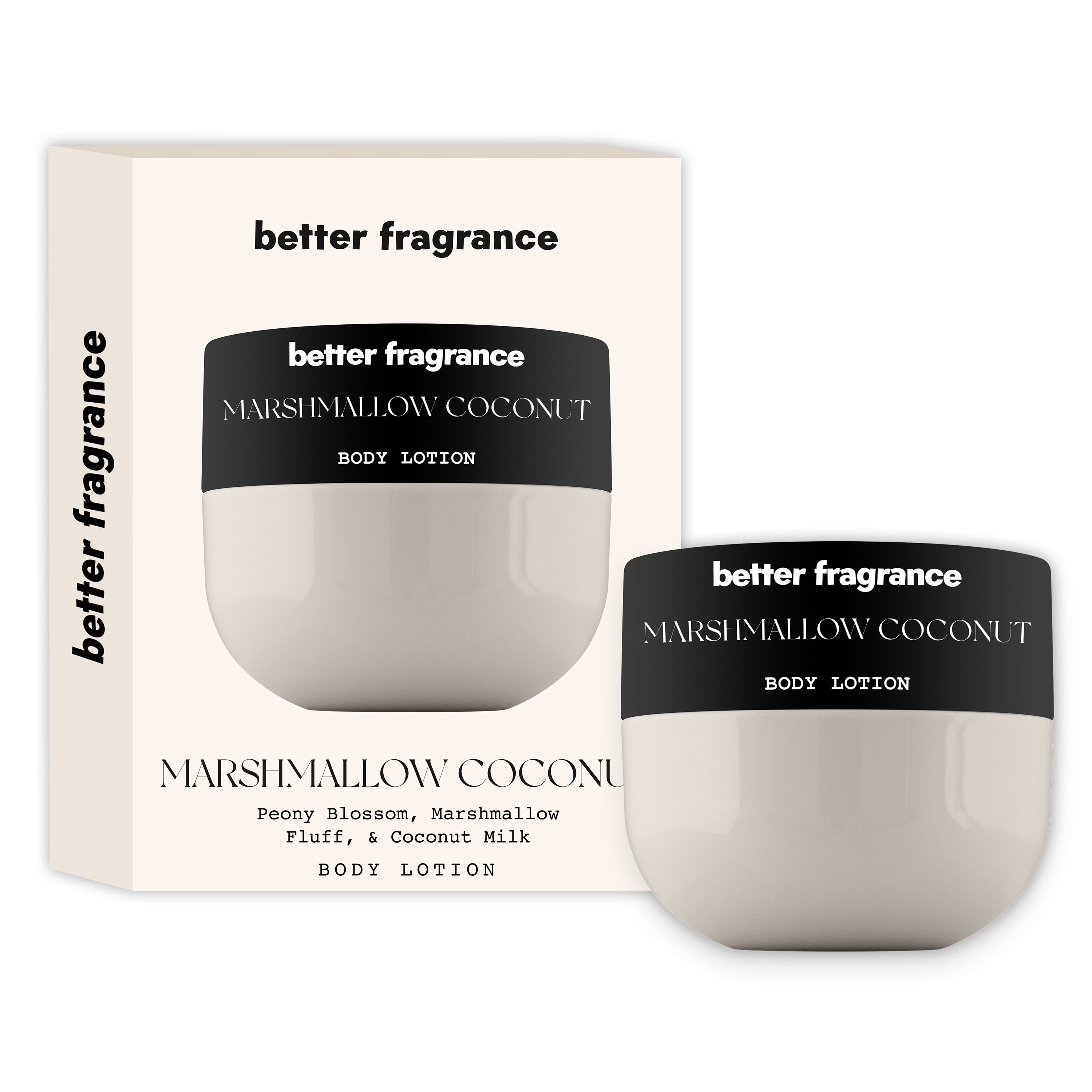 Marshmallow Coconut Hydrating Body Lotion by Better Fragrance 30 ml - Sweet Scent, Lightweight Daily Moisturizer, Travel Size