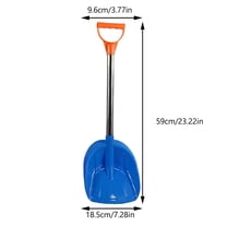 Snow Shovel Toys – 23” Square Mini Snow Removal Tool with D-Grip Handle, Plastic Scoop for Winter Play, Beach, Driveway, Car, Garden, Snowman Building, Blue, Snow Shovel