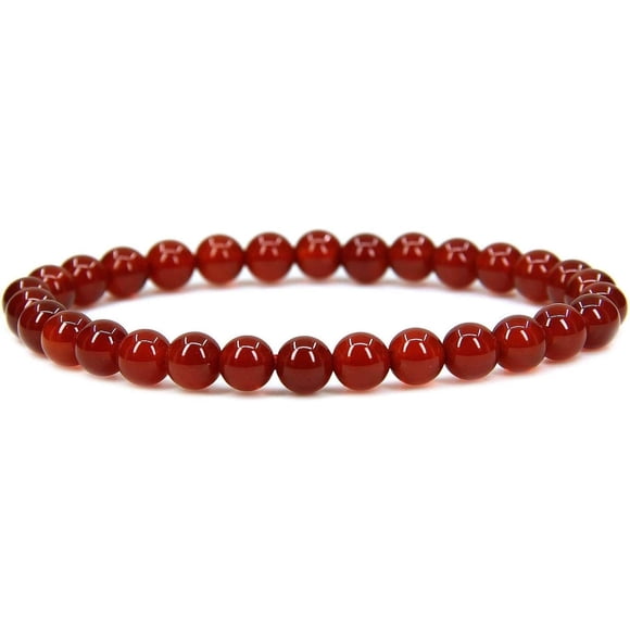 Natural AA Grade Red Agate Gemstone 6mm Round Beads Stretch Bracelet 7" Unisex