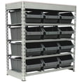 thumbnail image 1 of King's Rack Bin Rack Boltless Steel Storage System Organizer w/ 12 Plastic Bins in 4 tiers, 1 of 4
