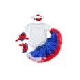 thumbnail image 2 of Bagilaanoe 4th of July Clothes for Newborn Baby Girls Letters Print Short Sleeve Romper Tops + Mesh Tutu Skirt + Headband 3M 6M 12M 24M Infant 3pcs Independence Day Skirt Set, 2 of 6
