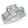 thumbnail image 2 of 2 Carat Vintage Style Sterling Silver CZ Bridal Wedding Engagement Ring Set for Women Size 8, 2 of 5