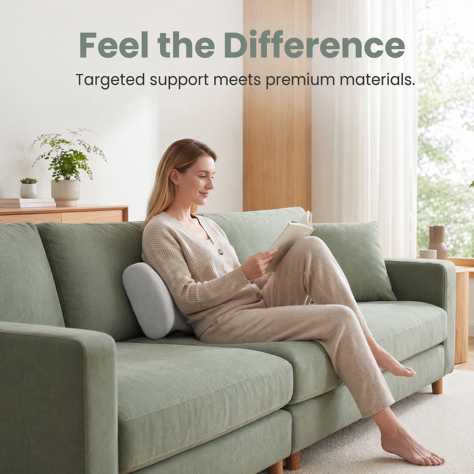 Unique Bargains Lumbar Support Pillow Cotton Back Support Light Gray 18.9" x 11" x 5.1"