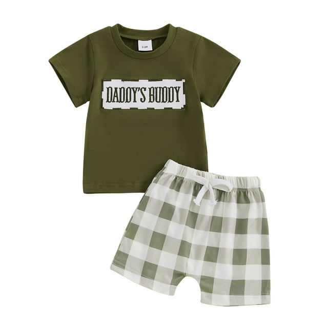MIASHUI Baby Boy Summer Clothes Short Sleeve T-Shirt Shorts 2PCS Outfits Set,Green,18-24 Months