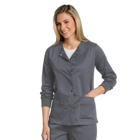 Landau All Day Women's Two Pocket Snap Front Scrub Jacket, Style 3507