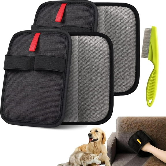 Furhero Electrostatic Gloves Pet Hair Removal, Reusable Double-Sided Grooming Gloves Pets for Dogs & Cats, for Carpet, Sofa, Bed, Clothes(Style-C-2pcs)