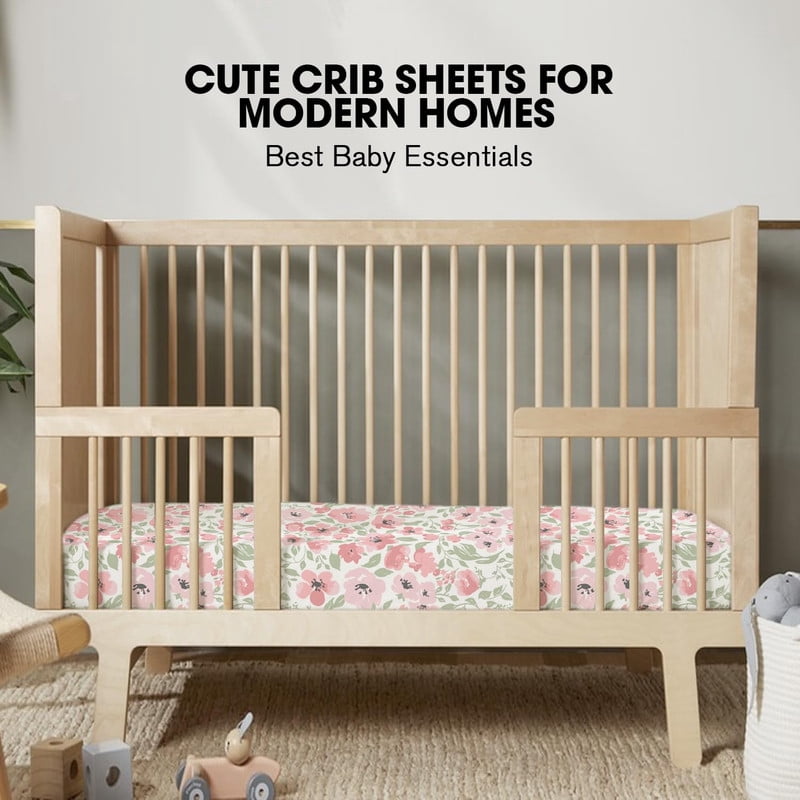 Plushii Baby Crib Sheets Fitted 2 Pack for Boys & Girls, 52'’ x 28'' Soft Microfiber Toddler Bed Sheets for Standard Crib & Toddler Mattresses (Floral)
