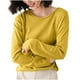 thumbnail image 3 of Camisas para mujer,Blusa de punto de color liso para mujer, manga larga, cuello redondo, material acrílico, top informal de moda para uso doméstico y diario, sopatenor, 3 of 9