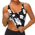 thumbnail image 4 of Haiem Lilies Flowers Pattern Womens Sports Bra - U Neck Padded Low Impact Yoga Bra Workout Crop Top Gym Moisture-Wicking Workout Vest -XX-Large, 4 of 9