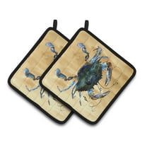Carolines Treasures 8159PTHD Crab Pair of Pot Holders, 7.5HX7.5W, multicolor