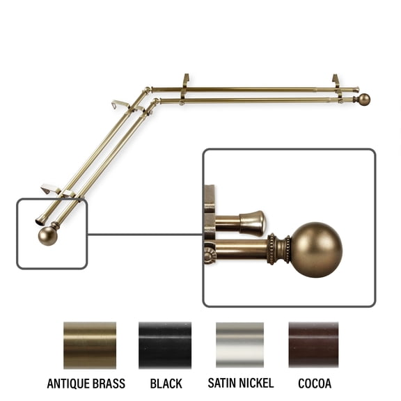InStyleDesign Tegan Corner Window Double Curtain Rod 13/16 inch dia.