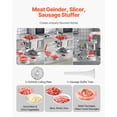 thumbnail image 2 of VEVOR Commercial Electric Meat Grinder Slicer 11 Lbs/Min Sausage Stuffer Maker Kitchen, 2 of 9