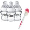 Tommee Tippee Closer To Nature Bottle 3 Pack with Bottle Brush, 5 Ounce