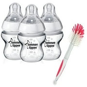 Tommee Tippee Closer To Nature Bottle 3 Pack with Bottle Brush, 5 Ounce