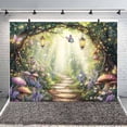 thumbnail image 3 of Spring Enchanted Forest Backdrop for Photograph, Green Girl Birthday Fairy Tale Wonderland Background Flower Butterfly Mushroom Baby Shower Tea Party Decorations Photo Booth Studio Props 7X5ft, 3 of 6