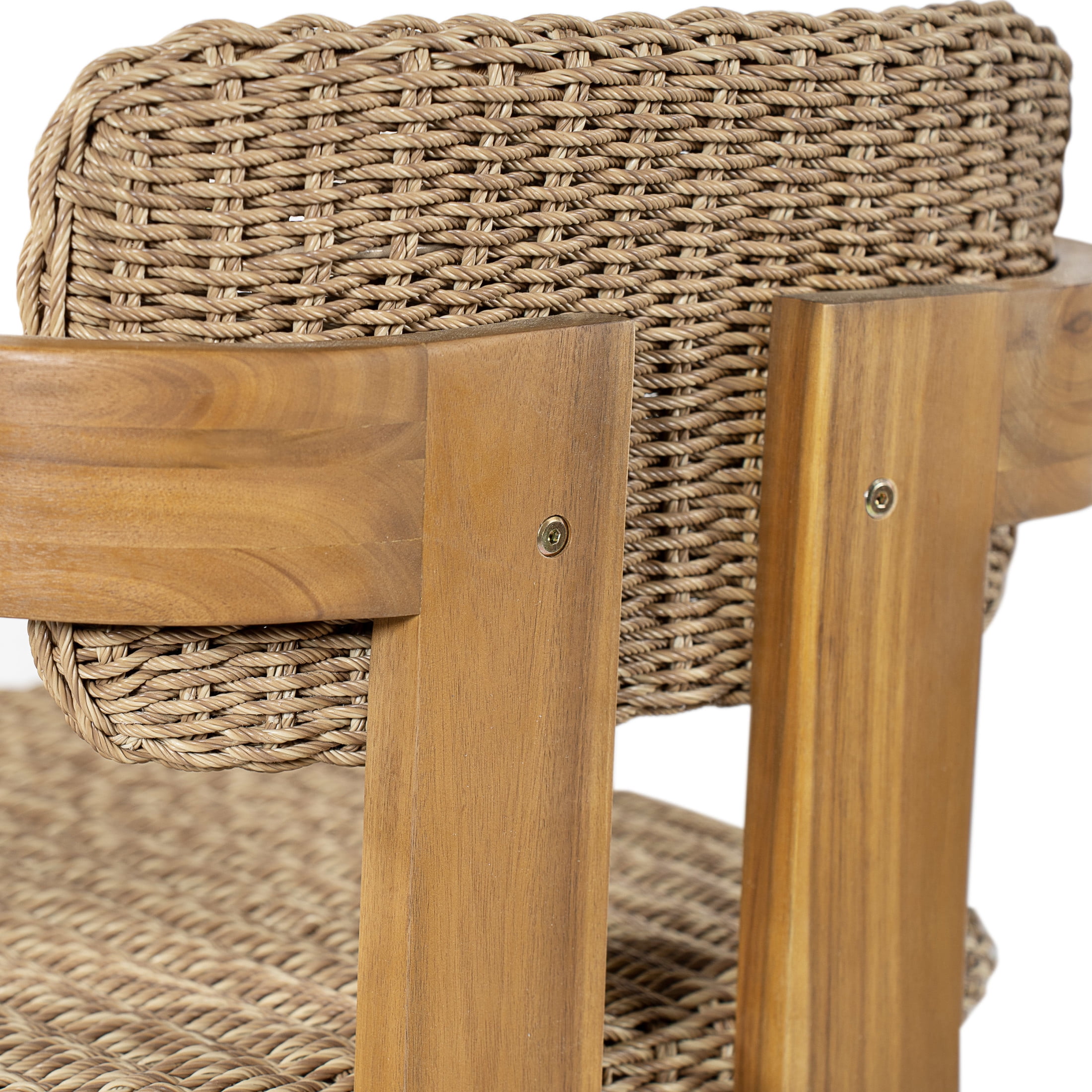 Christopher Knight Home 7-Piece Bohemian Outdoor Oval Dining Table with Rattan Armchairs, Light Brown+Teak