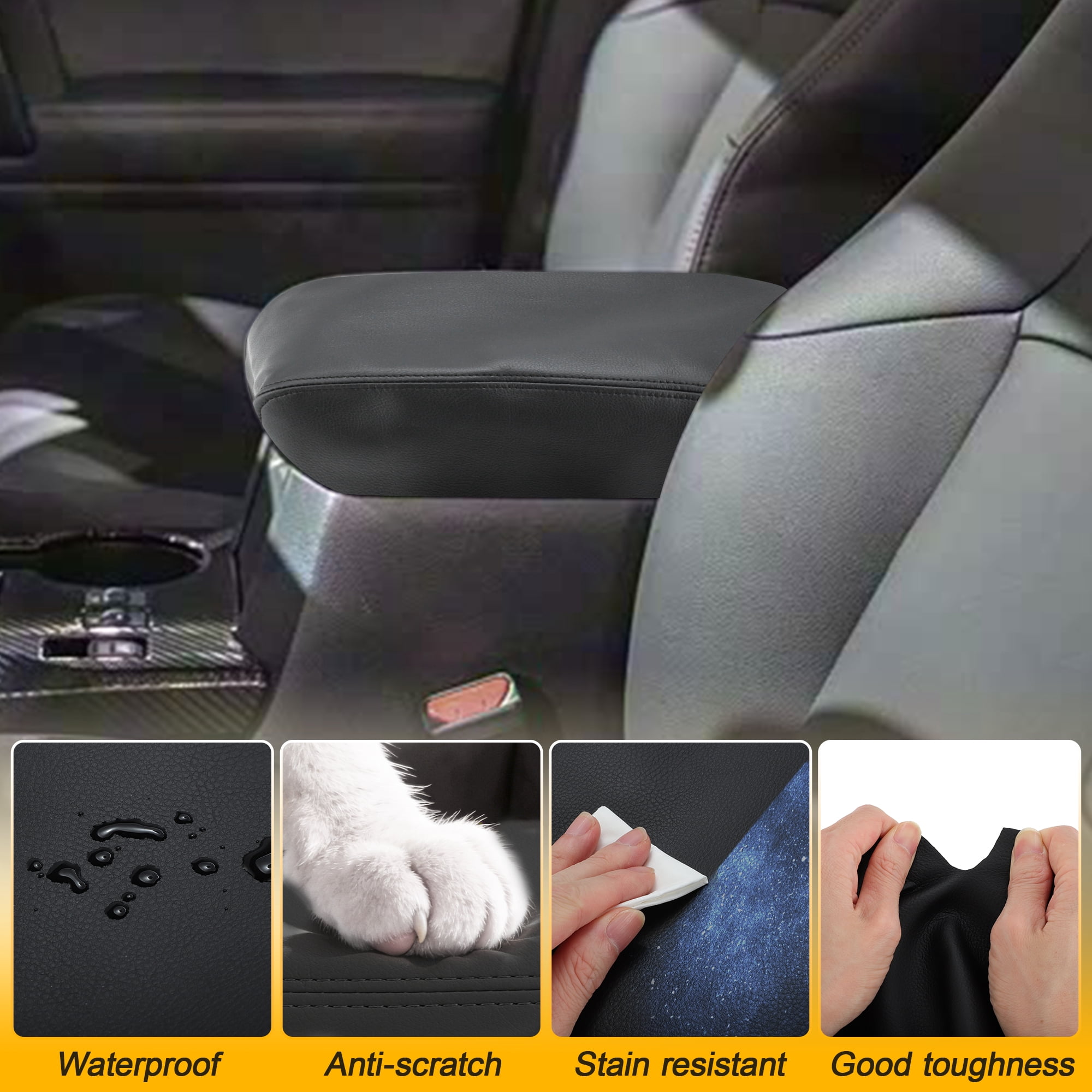 Unique Bargains Premium Center Console Armrest Cover for Toyota 4Runner 2010 to 2023 Black