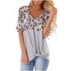 thumbnail image 2 of Tops de manga corta con cuello en V y estampado de leopardo a rayas para mujer OAVQHLG3B Store  lin121212, 2 of 4