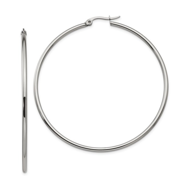 Stainless Steel 60mm 2mm Hoop Earrings