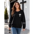 thumbnail image 5 of MOUSYA Women Christian Sweatshirt Psalms 91 Sleeve Print Sweatshirt Bible Verse Pullover, 5 of 15