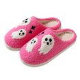 thumbnail image 3 of Shadoumai Halloween Spooky Ghost Slippers for Women Men Bats Cute Cozy Warm Plush Fluffy Warm Lined Slipper Retro Memory Foam Shoes for Unisex Adult Indoor Outdoor, 3 of 9