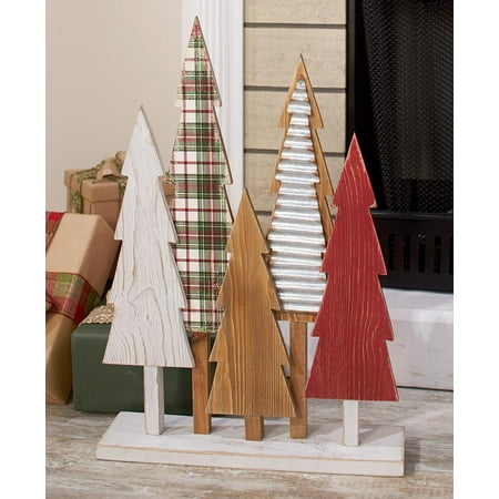 The Lakeside Collection Mixed Prints Vintage Wood Christmas Tree