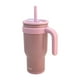 thumbnail image 4 of Termo Doble Pared Acero Inoxidable Exterior e Interior, Vaso Térmico con Tapa Doble y Popote Plástico con Silicona y Asa Ergonómica, Capacidad 900 ml, Rosa, 4 of 8