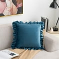 thumbnail image 2 of LKJYER Solid Color Ruffle Pillow Shams, 18x18 inches Square Cushion Cases with Ruffle Rustic Vintage Edge Ruffle Pillow Cover, 2 of 9