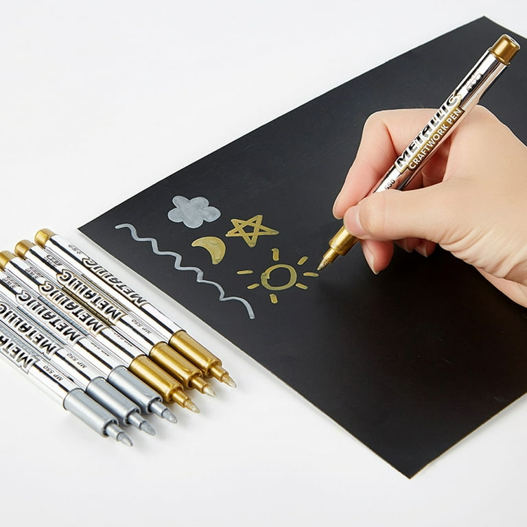 ZPAQI 12Pcs Gold Silver Epoxy Resin Drawing Pen Graffiti Point Pen